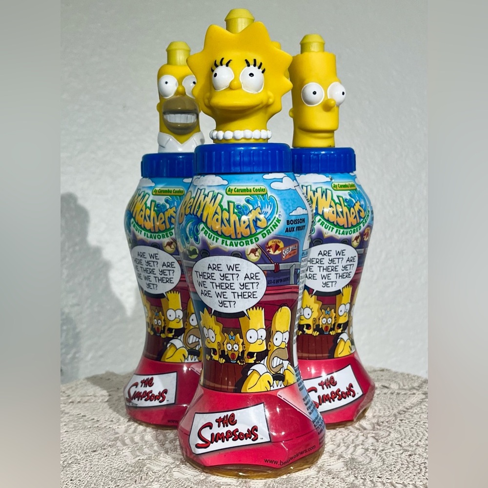 Vintage 2002 Belly Washers The Simpsons Set of 3 Drink Bottles (Empty)